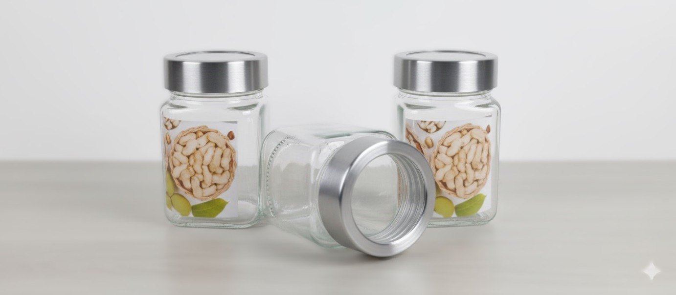 SQAURE  JAR  340ML 3PCS BOX PACK  22848 | H23012-W