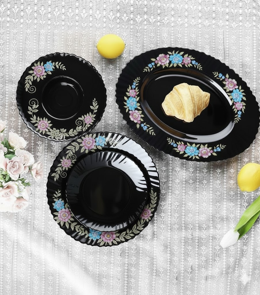 BLACK OPAL 33 PCS DINNER SET 23060 I BK-33-011