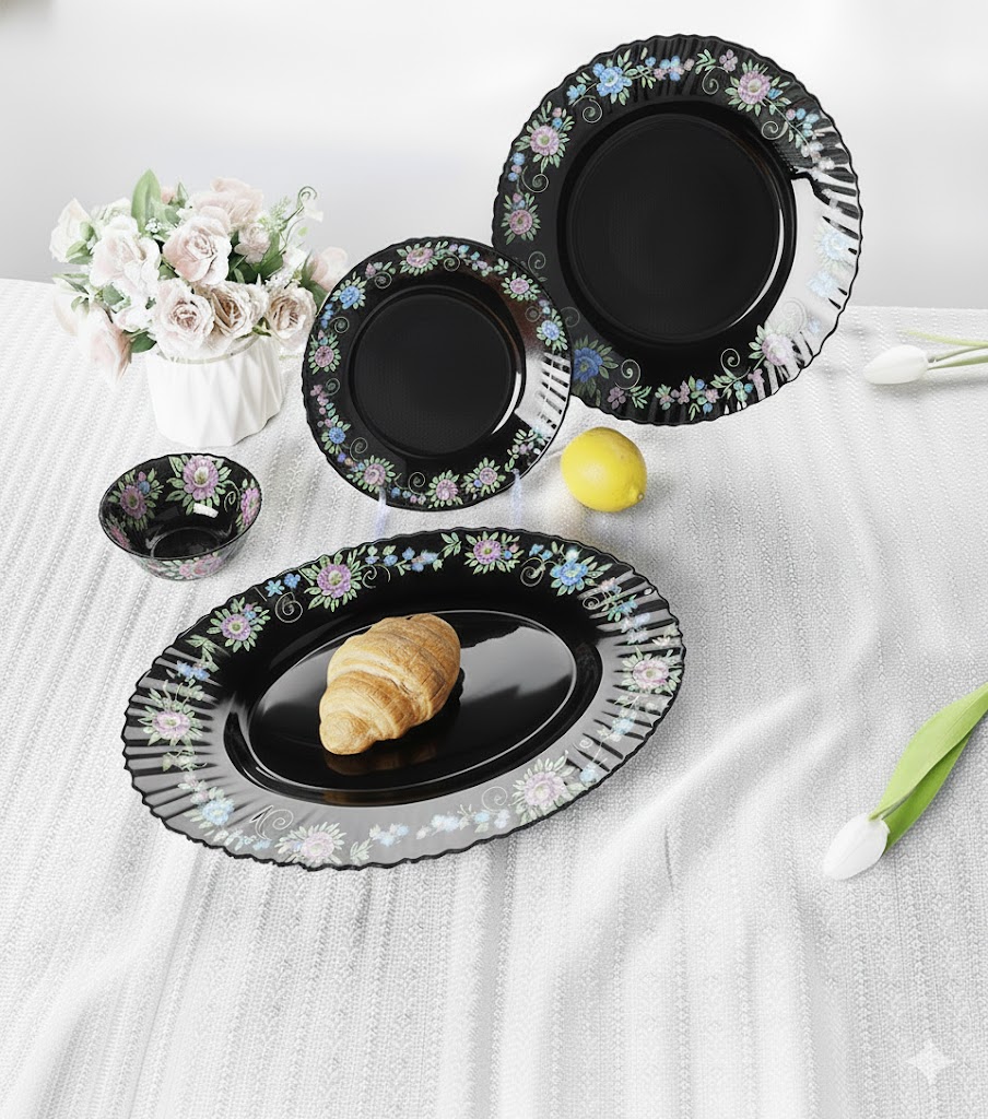 BLACK OPAL 33 PCS DINNER SET 23060 I BK-33-011