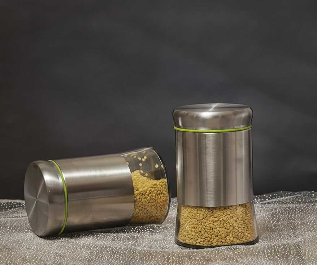 GLASS JAR WITH STEEL COVER 550ML BOX PACK 22846 I H4082-2