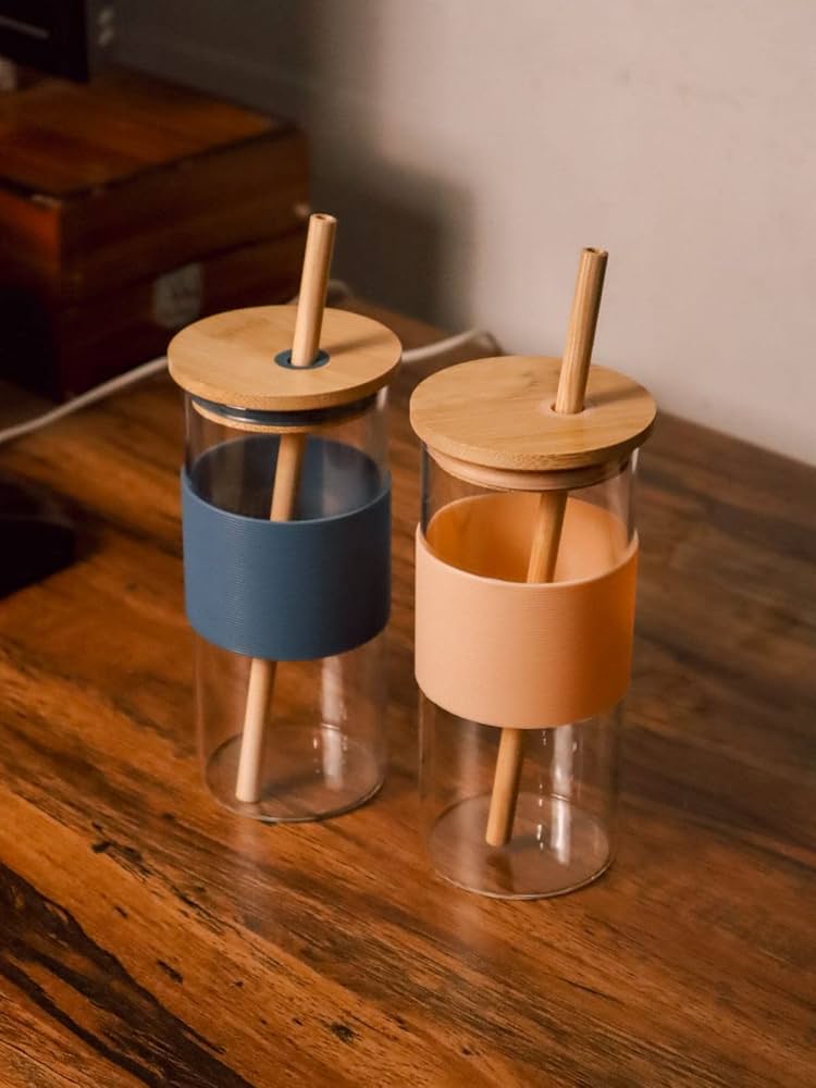 GLASS SIPPER WITH LID STRAW 400ML  23120 I MSB-121-A