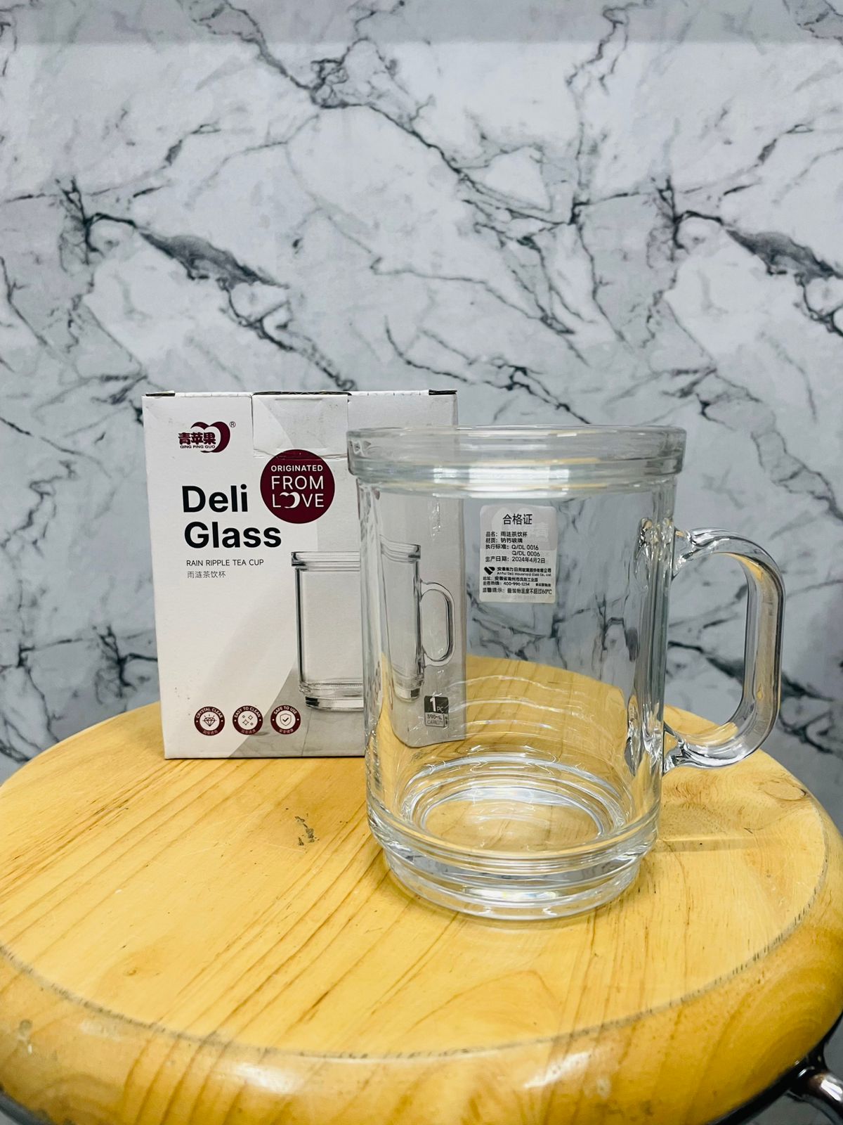 RAIN RIPPLE TEA CUP WITH LID 390ML  22752 | EZ385