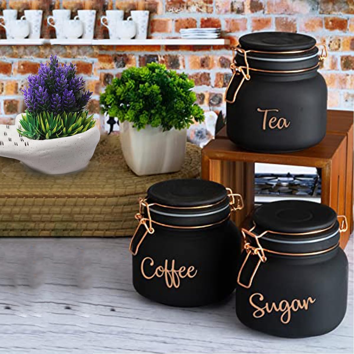 SWING CAP SQUARE BLACK COLOUR 860ML 3 PCS SET BOX PACK 23125 | GTY-2508-BLACK
