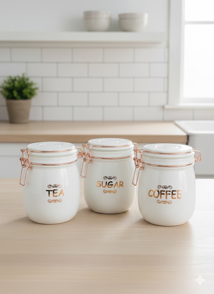 SWING CAP ROUND WHITE COLOUR 860ML 3 PCS SET BOX PACK 23126 | GTY-2509-WHITE