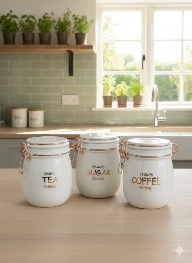 SWING CAP ROUND WHITE COLOUR 860ML 3 PCS SET BOX PACK 23126 | GTY-2509-WHITE