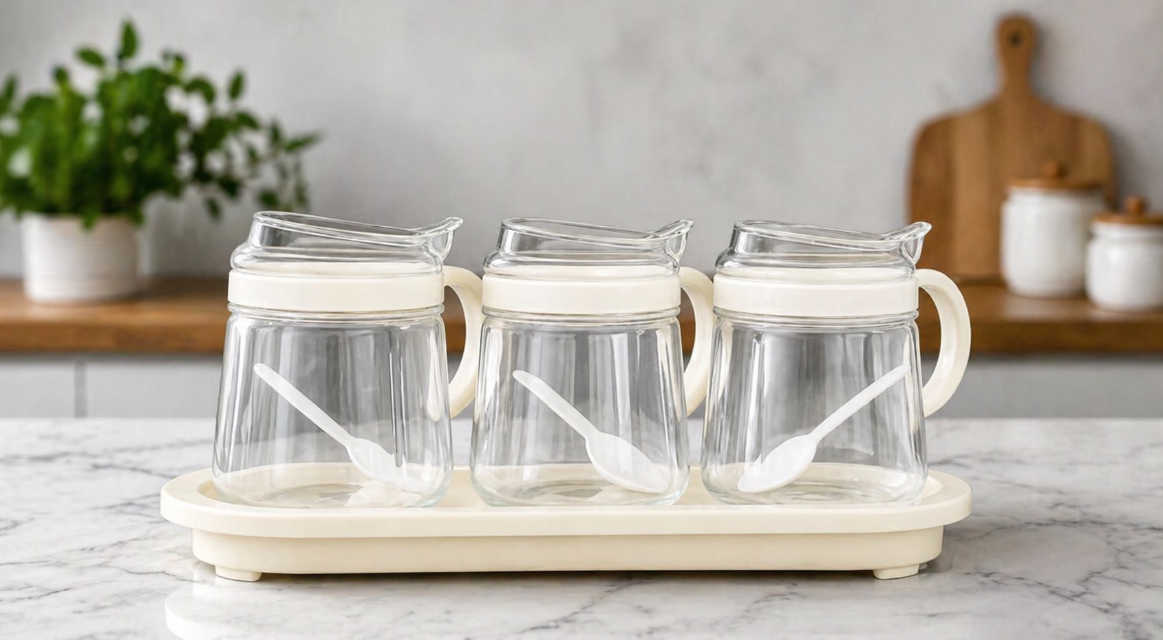 PICKLE JAR ON TRAY 400 ML 3 PCS SET 22673 | LY-L4C