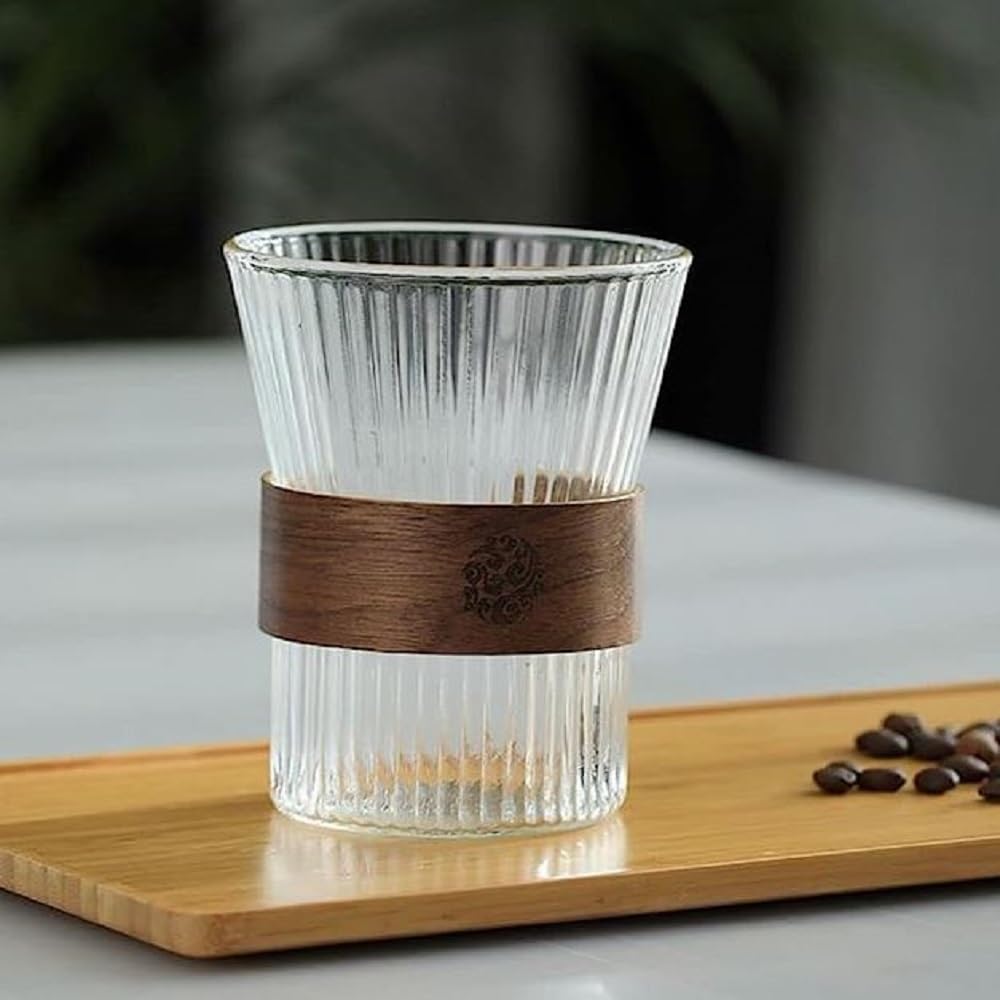 WATER JUICE GLASS WOOD RING 140ML 1 PCS  23109 I MSB-109