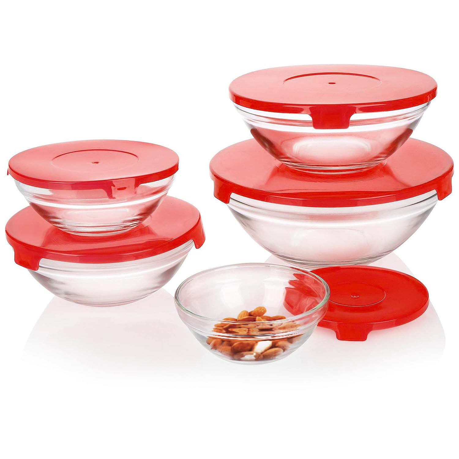 GLASS  BOWL SET ROUND 5 PCS LID  20868 | 808-B