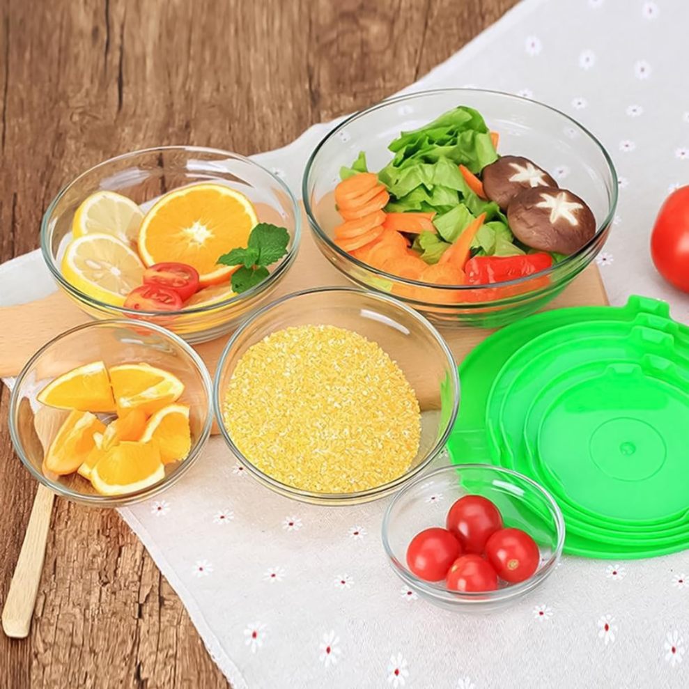GLASS  BOWL SET ROUND 5 PCS LID  20868 | 808-B