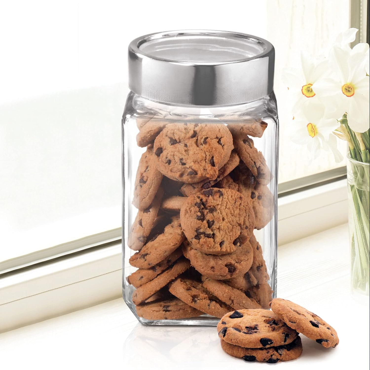 1000ML CUBICAL JAR STAINLESS STEEL  CAP  22953