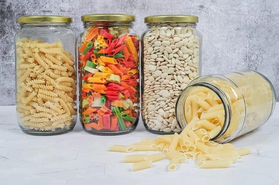1000ML GLOBAL JAR BLACK ,GOLDEN, LID 22946
