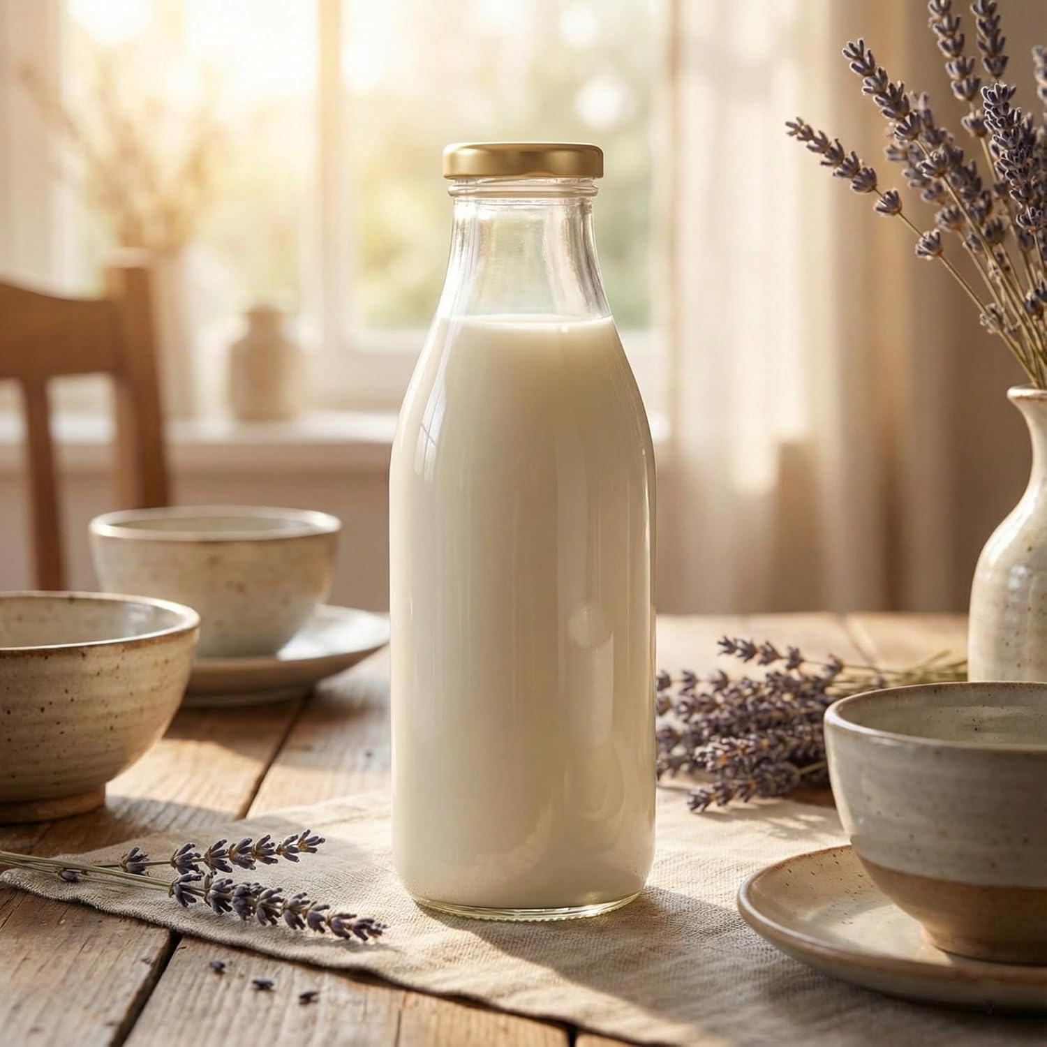1000ML GM MILK BOTTLE  BLACK LID  22966