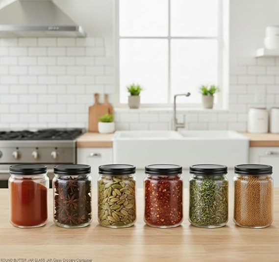 500ML BUTTER JAR BLACK ,GOLDEN,  LID 22956