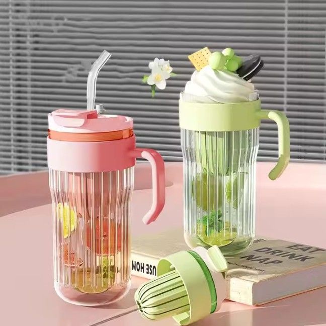 SIPPER MUG COLD EXTRACTION HANDLE STRAW CUP  22392 | H6-0035