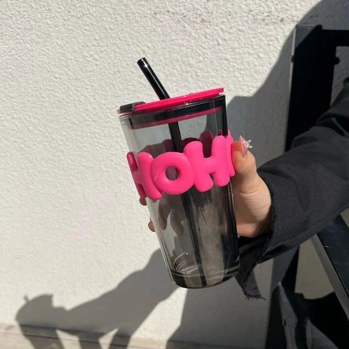 HOHO STRAW CUP LONG BLACK 450ML 22393 | H6-0031