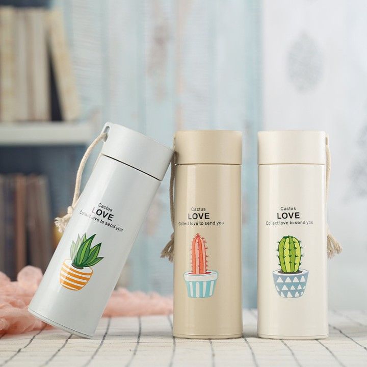 CACTUS GLASS WATER BOTTLE COVER 400ML. 22201 |H6-2008
