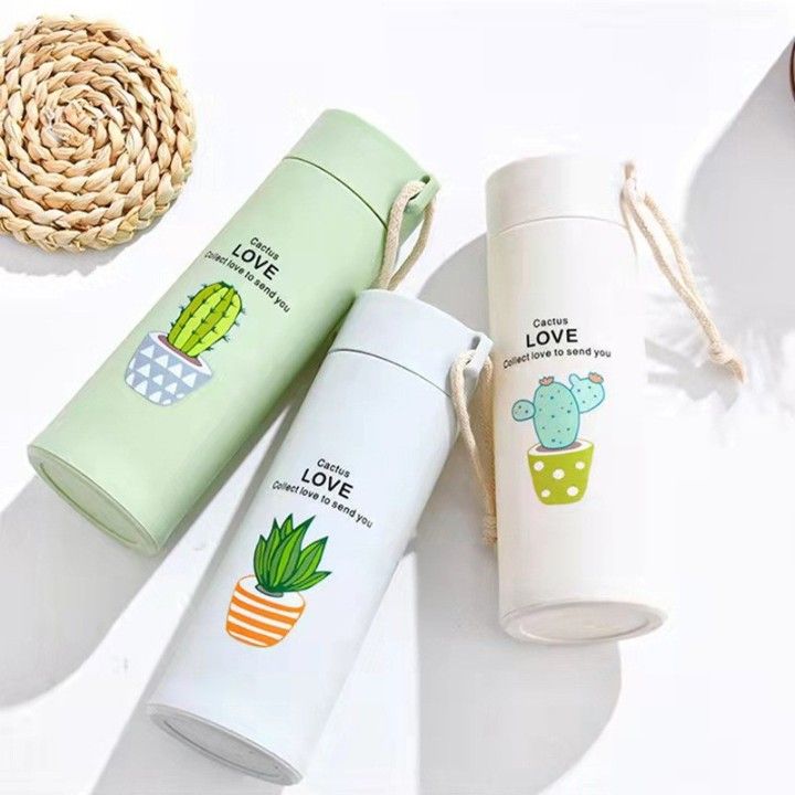 CACTUS GLASS WATER BOTTLE COVER 400ML. 22201 |H6-2008