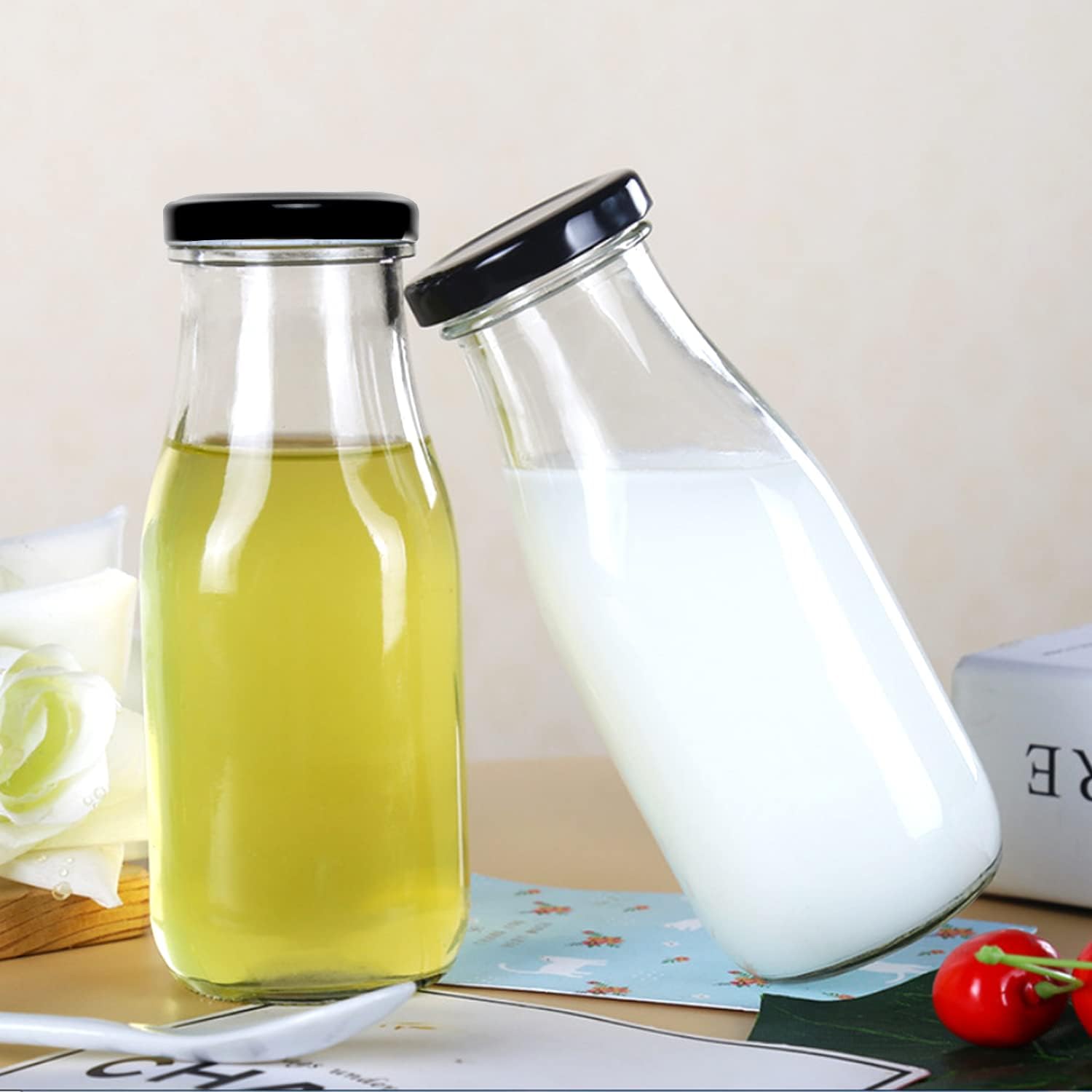 200ML GM MILK BOTTLES BLACK  CAP 22951