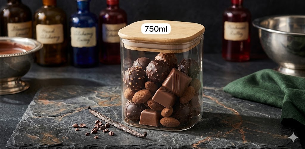 WOODEN LID JAR SQUARE  750ML 21160 |GPG16-750