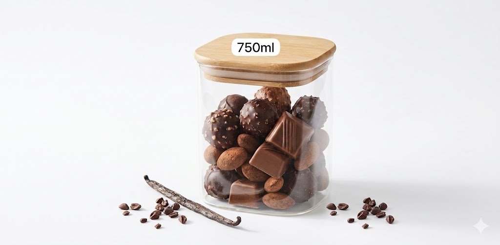WOODEN LID JAR SQUARE  750ML 21160 |GPG16-750