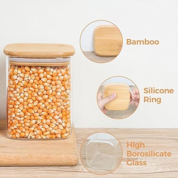 WOODEN LID JAR SQUARE  750ML 21160 |GPG16-750