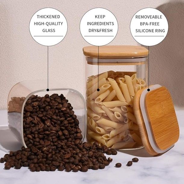 WOODEN LID JAR SQUARE 1200ML  20461 | GPG16-1200-BB