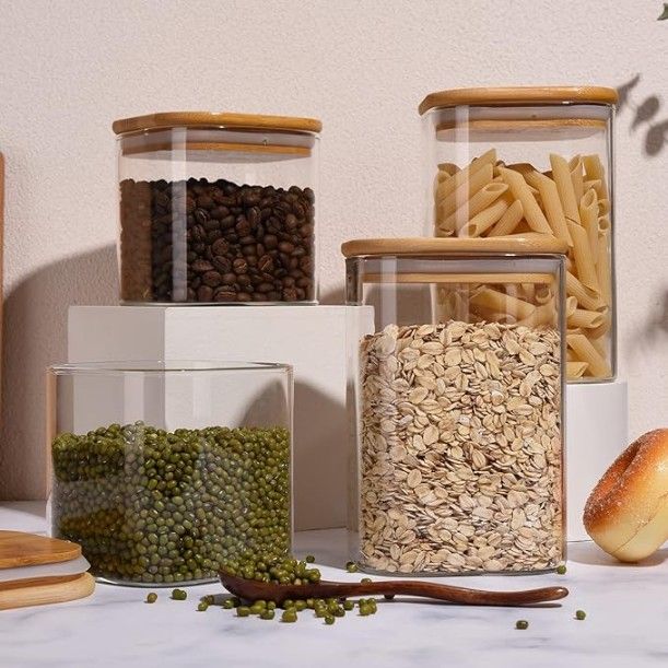 WOODEN LID JAR SQUARE 1200ML  20461 | GPG16-1200-BB