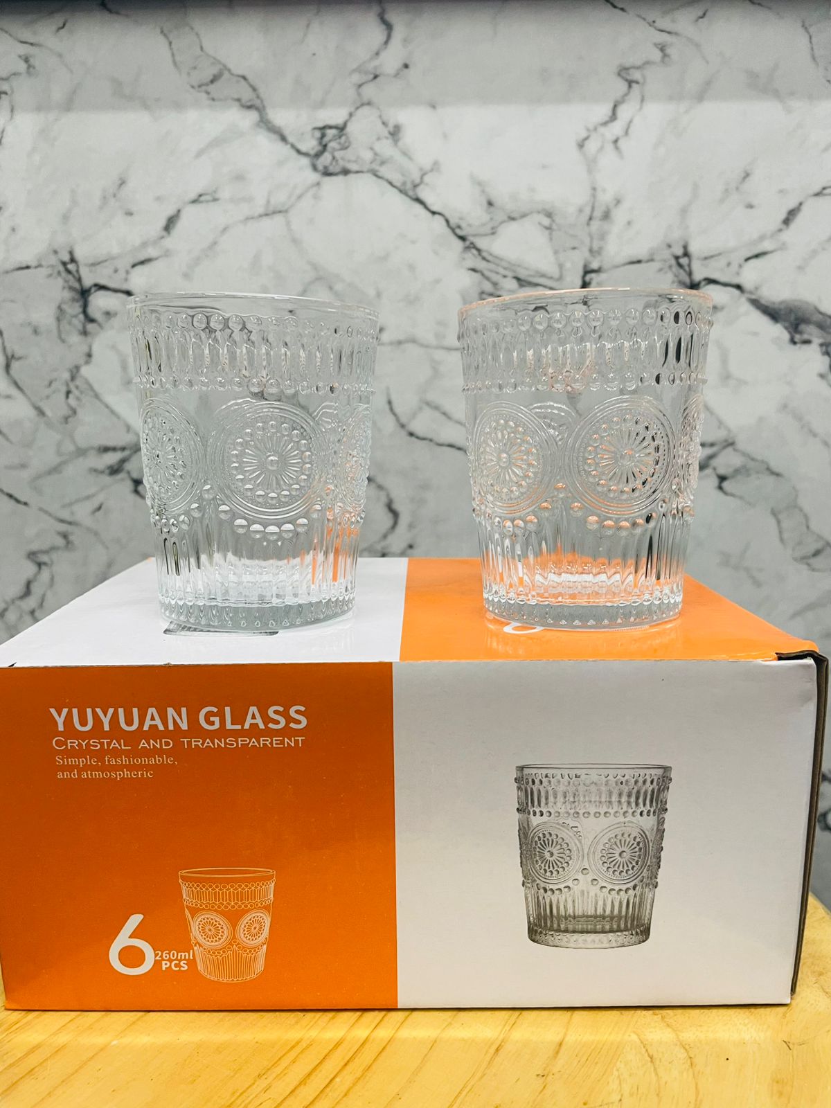 EMBOSE WINE GLASS 250ML 6PCS 22323 |JSK-15012-6