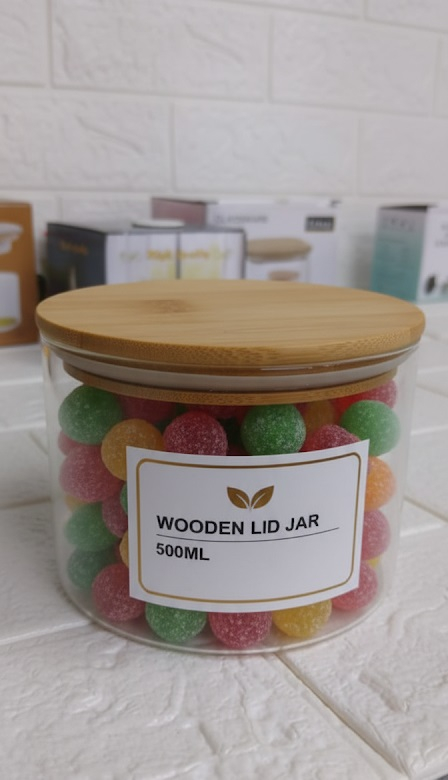 WOODEN LID JAR ROUND 500ML  21161 | GPG10-500