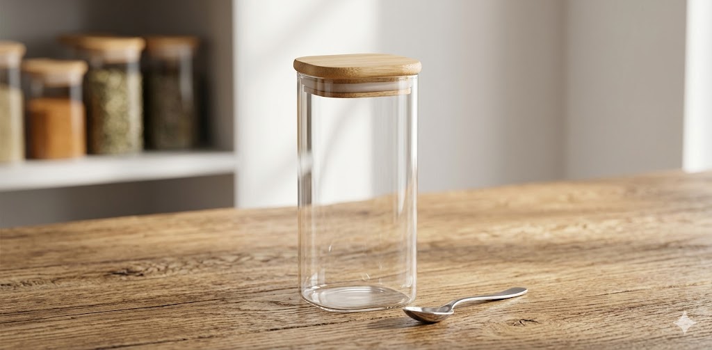 WOODEN LID JAR SQUARE 330ML 1PCS. 22203 |SMG14