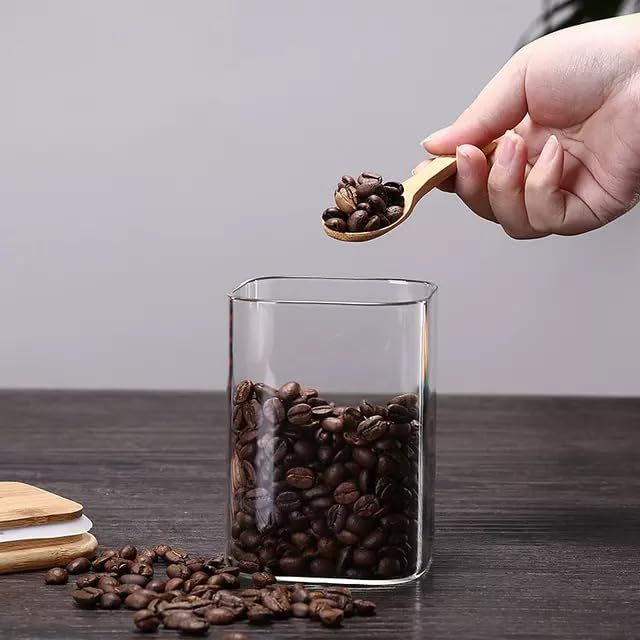 WOODEN LID JAR SQUARE 330ML 1PCS. 22203 |SMG14