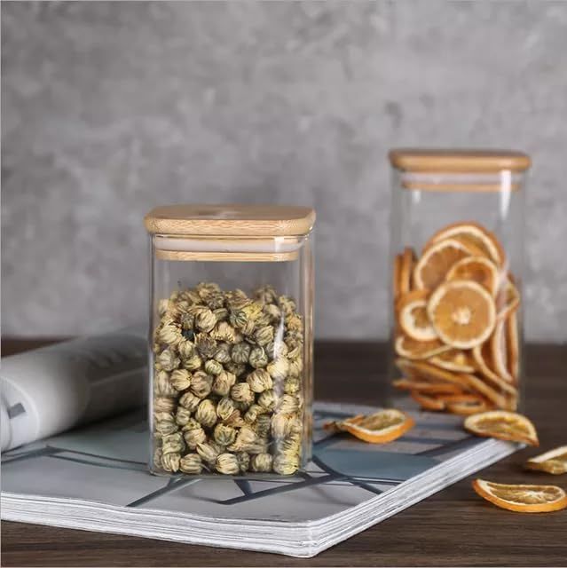 WOODEN LID JAR SQUARE 330ML 1PCS. 22203 |SMG14