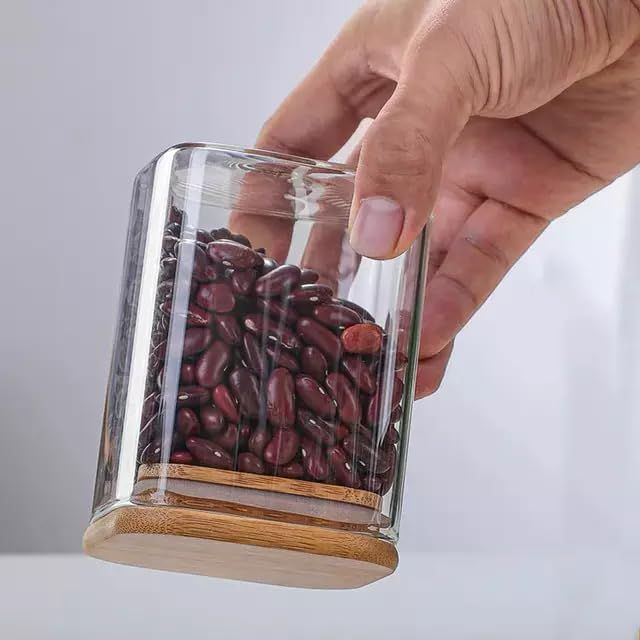 WOODEN LID JAR SQUARE 330ML 1PCS. 22203 |SMG14