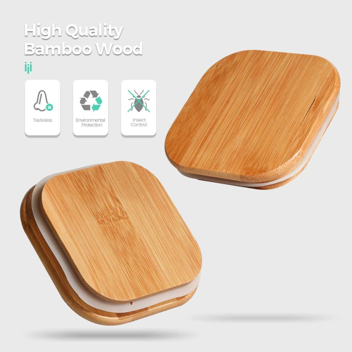 WOODEN LID JAR SQUARE 230ML 3PCS SET 21780 |GPG16-230/L3