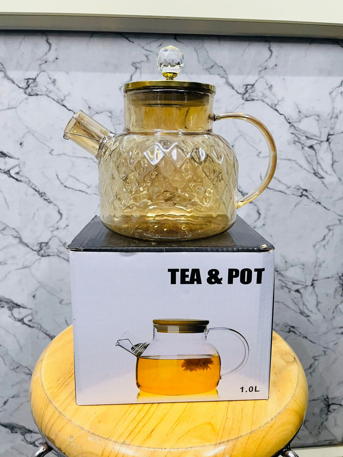 Kettle Crystal Print Lid Gold