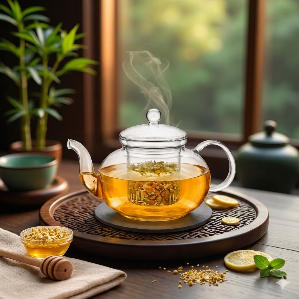 Green Tea Kettle Glass Strainer 800ml