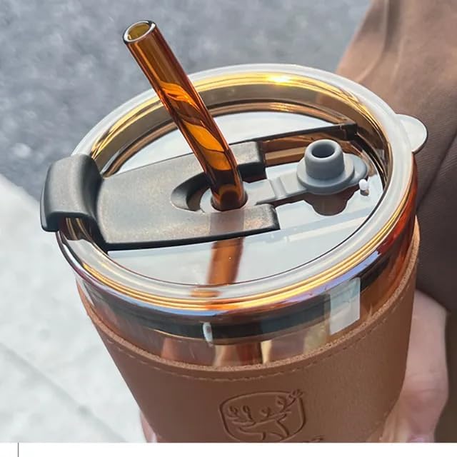 LEATHER MUG 400ML BROWN HEAVY LID BIG  22869