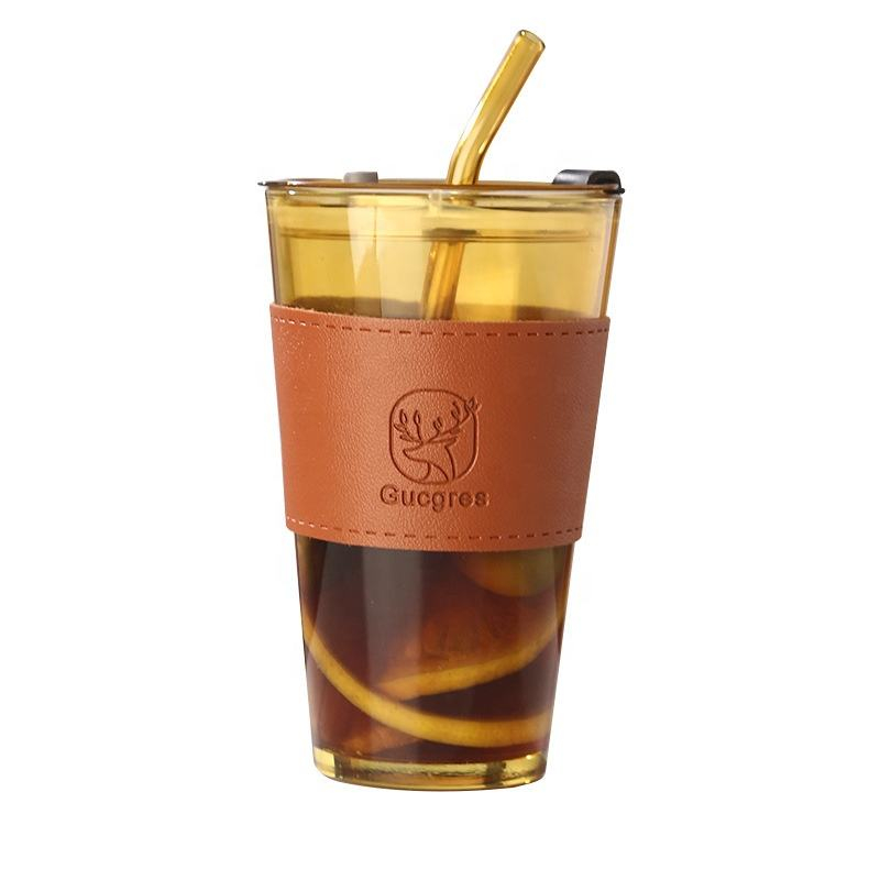 LEATHER MUG 400ML BROWN HEAVY LID BIG  22869