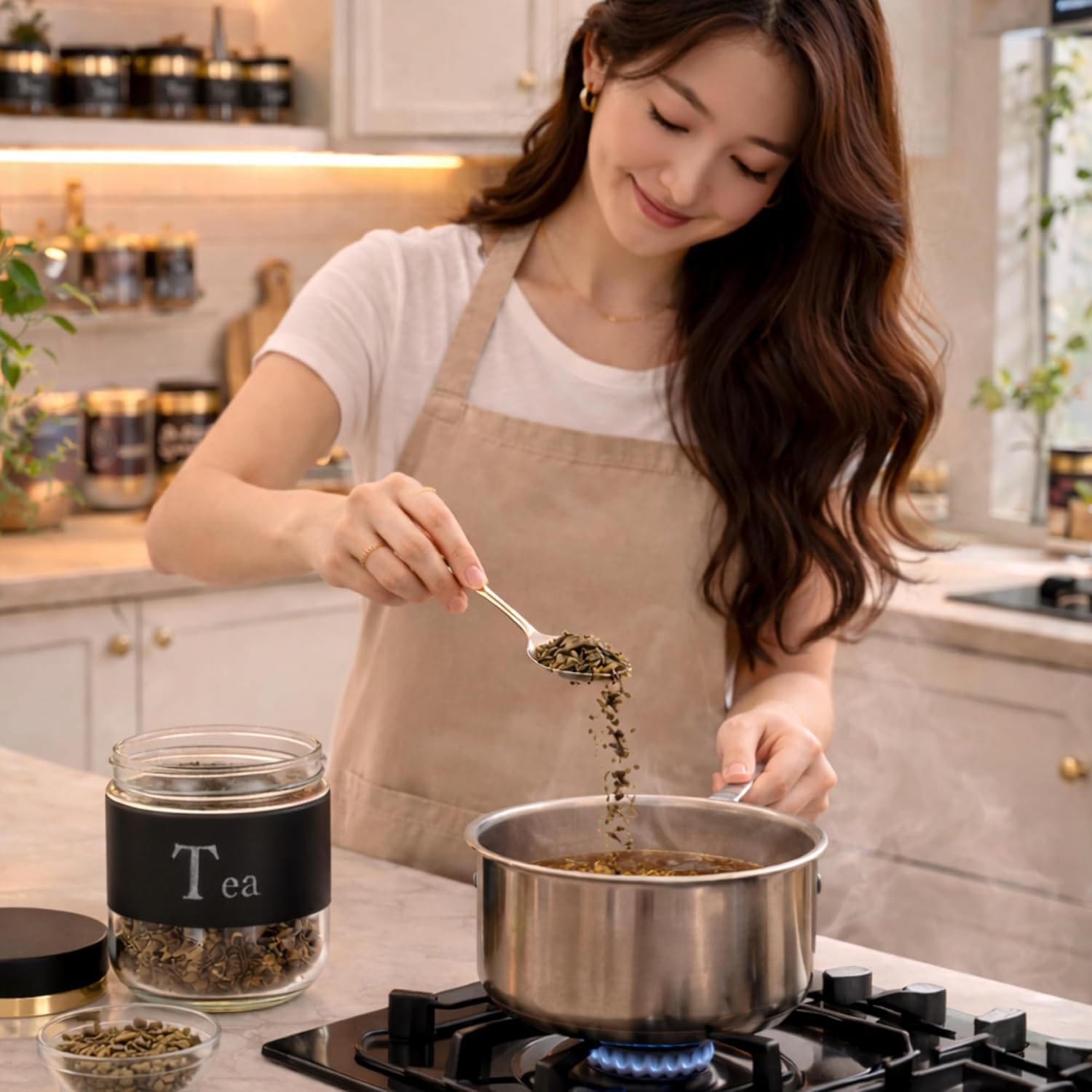 TEA SUGAR BLACK CANISTER JAR 350ML 2PCS SET 23145