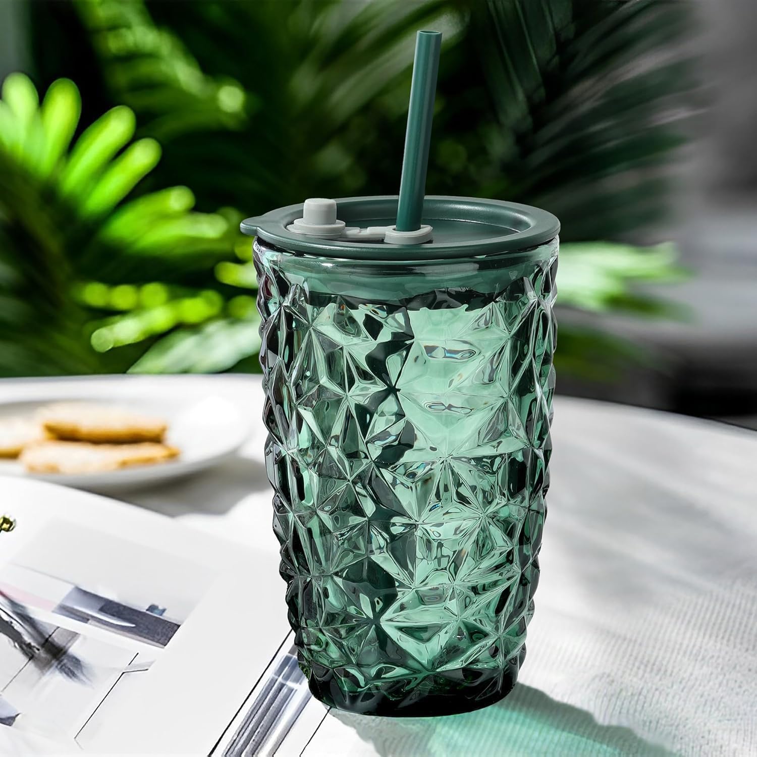 SIPPER MUG DARK GREEN CRYSTAL CUP  22390 | MLJZ-L1