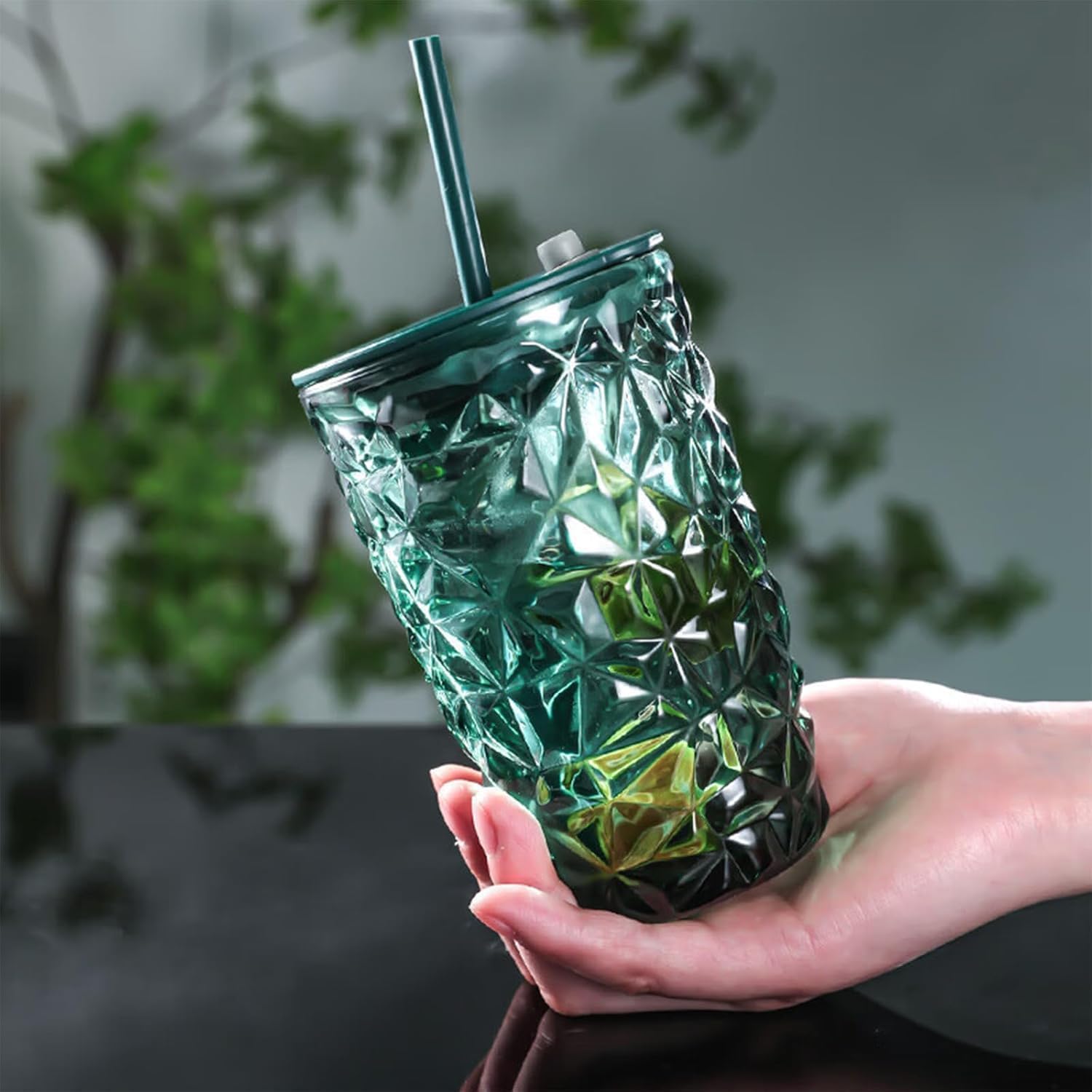 SIPPER MUG DARK GREEN CRYSTAL CUP  22390 | MLJZ-L1