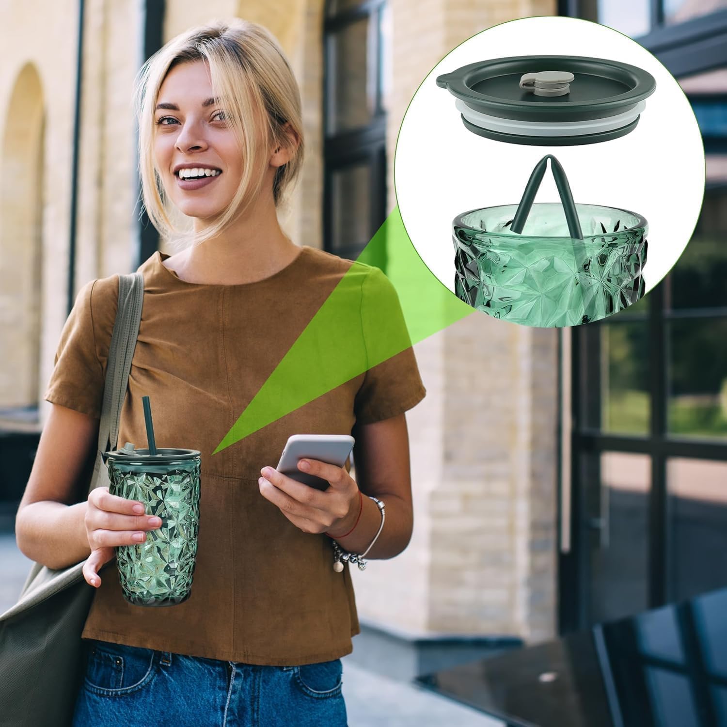 SIPPER MUG DARK GREEN CRYSTAL CUP  22390 | MLJZ-L1