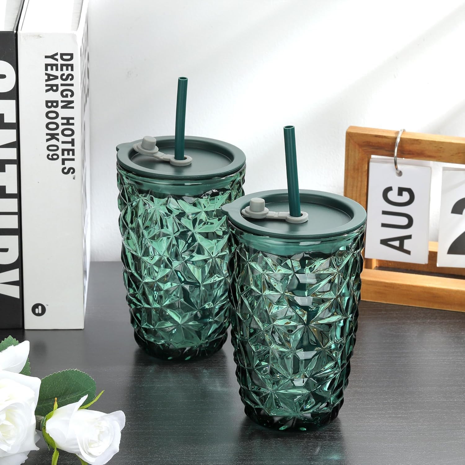 SIPPER MUG DARK GREEN CRYSTAL CUP  22390 | MLJZ-L1