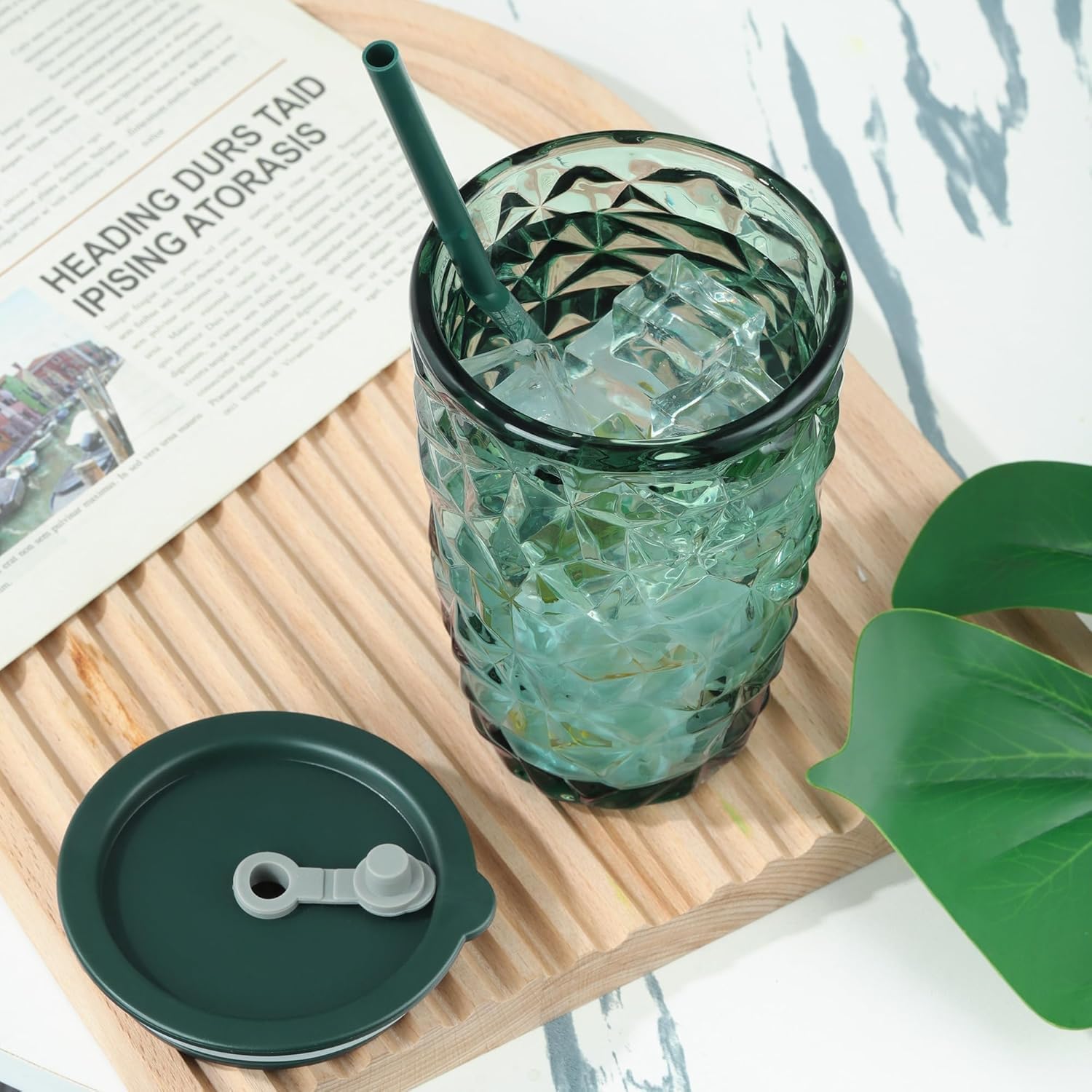 SIPPER MUG DARK GREEN CRYSTAL CUP  22390 | MLJZ-L1