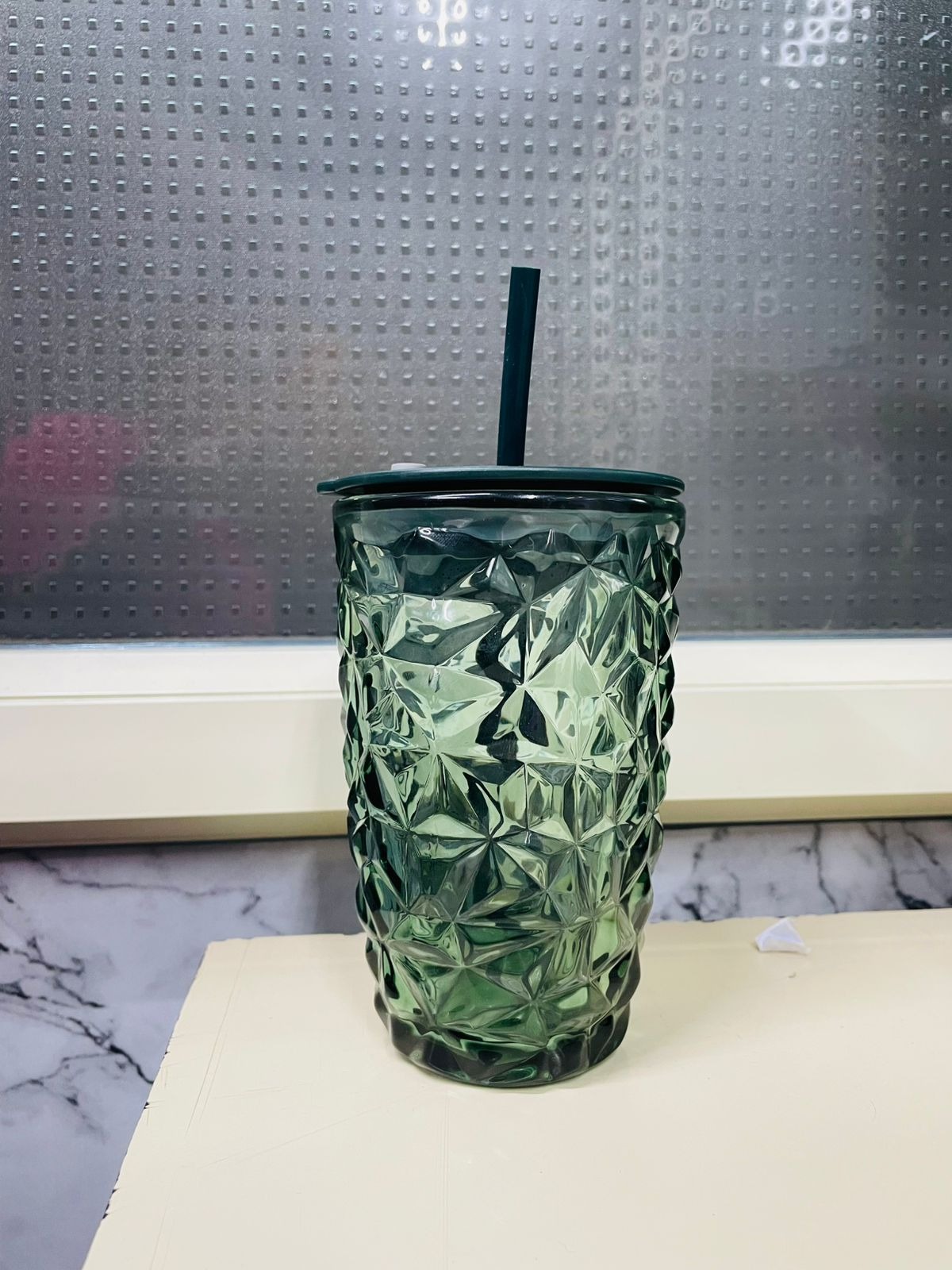 SIPPER MUG DARK GREEN CRYSTAL CUP  22390 | MLJZ-L1
