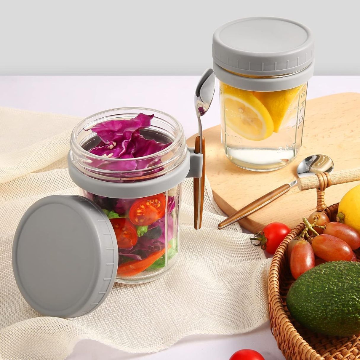 GLASSS JAR WITH SPOON 440ML 22360 |H6-0305