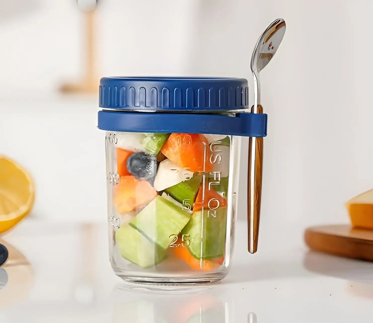 GLASSS JAR WITH SPOON 440ML 22360 |H6-0305