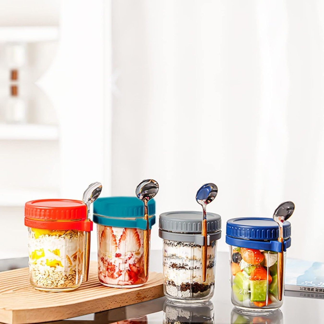 GLASSS JAR WITH SPOON 440ML 22360 |H6-0305