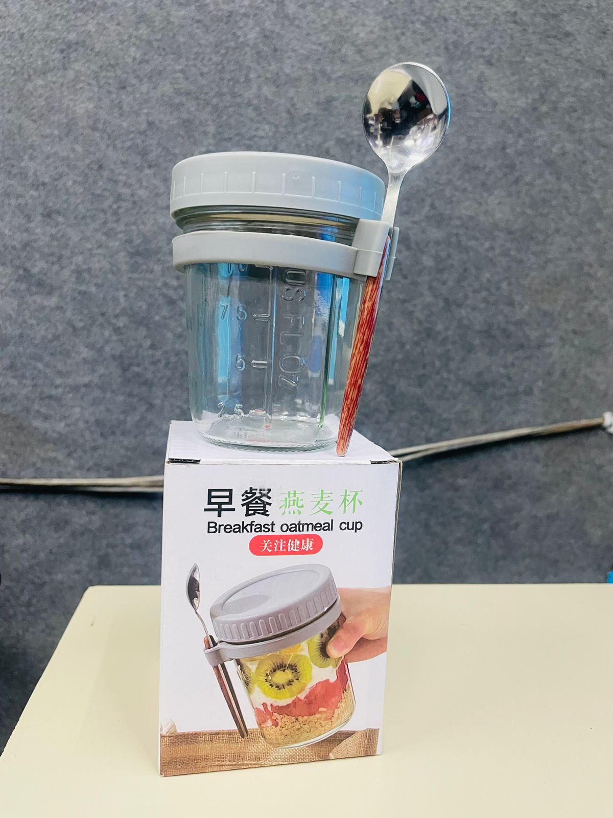 GLASSS JAR WITH SPOON 440ML 22360 |H6-0305