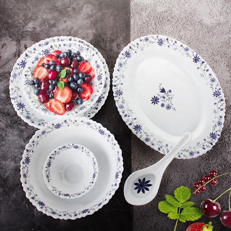 OPAL FLUTED SHAPE GLASS  33 PCS DINNER SET 23001 I WH-33-002